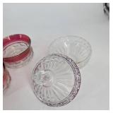 Vintage Ruby Flash Glass Dessert Set (Lot of 7)
