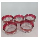 Vintage Ruby Flash Glass Dessert Set (Lot of 7)