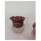 Vintage Ruby Flash Glass Dessert Set (Lot of 7)