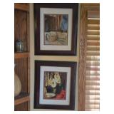 Lot of (2) Framed Contemorary Wall Art | Double Matte