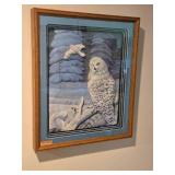 Framed 3D Paper Art Snowy Owl Scene