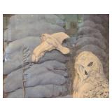 Framed 3D Paper Art Snowy Owl Scene