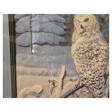 Framed 3D Paper Art Snowy Owl Scene