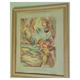 Framed and Matted Painting - Nancy Thompson - Signed , Framed