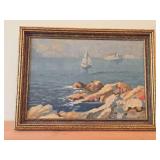 Painting - Boat At Sea by J. F. Town - Signed , Framed