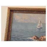 Painting - Boat At Sea by J. F. Town - Signed , Framed