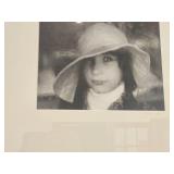 Art Work - Lady in Hat Black & White Portrait by Nancy Campbell - Signed , Framed