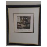 Vintage Framed Herta Czoering Gobanz Hand-Colored Etching of Mozart Study House