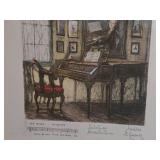 Vintage Framed Herta Czoering Gobanz Hand-Colored Etching of Mozart Study House