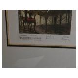 Vintage Framed Herta Czoering Gobanz Hand-Colored Etching of Mozart Study House