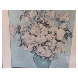 Painting - Blue Vase with White Flowers - , Framed