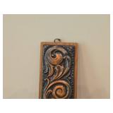 Norwegian Embossed Copper Folk Art with Rosemaling Scrollwork