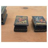 Lot of (3) Russian themed Lacquered Finish Storage Boxes