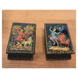 Lot of (3) Russian themed Lacquered Finish Storage Boxes