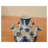 7-spout Tulip Vase - Handpainted Classic Blue and White - Dutch Delft style (Holland)