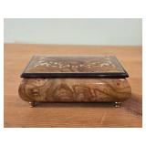 Splendid Italian Handcrafted Inlaid Natural Elm Wood Musical Jewelry Box - Brass Pedestal Feet - The Spring La Primavera (Op. 8 No. 1)