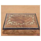 Splendid Italian Handcrafted Inlaid Natural Elm Wood Musical Jewelry Box - Brass Pedestal Feet - The Spring La Primavera (Op. 8 No. 1)