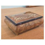 Splendid Italian Handcrafted Inlaid Natural Elm Wood Musical Jewelry Box - Brass Pedestal Feet - The Spring La Primavera (Op. 8 No. 1)