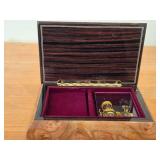 Splendid Italian Handcrafted Inlaid Natural Elm Wood Musical Jewelry Box - Brass Pedestal Feet - The Spring La Primavera (Op. 8 No. 1)