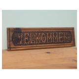 Carved Wood Sign - Velkommen