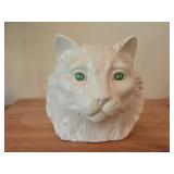 Vintage Italian Majolica Cat theme Pottery Collectible Dish - Made In Italy for Meiselmen Imports - Signed