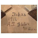 Vintage Antique Handcarved Pyrography Table - Feb 23 1911 A.J. Fisher
