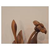 Monkey Pod Wood Flower Sculpture