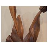Monkey Pod Wood Flower Sculpture