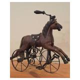 Vintage Wood and Cast Iron Horse theme Tricycle