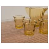 Amber Ribbed Glasswares - Small Pitcher + (6) Shot Glasses