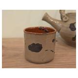 Lot of (3) Handmade Stonewares - Tea Pot + (2) Yunomi Tea Cups