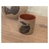 Lot of (3) Handmade Stonewares - Tea Pot + (2) Yunomi Tea Cups