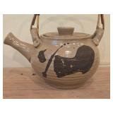 Lot of (3) Handmade Stonewares - Tea Pot + (2) Yunomi Tea Cups