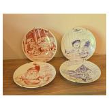 Porsgrund Nisse Collectible Plates Set of 4 (Norway) with Plate Hangers