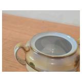 Handpainted Porcelain Lidded Sugar Bowl and Creamer