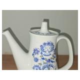Vintage Figgjo Flint Norway Coffee Pot in the Lotte Pattern by Turi Gramstad Oliver with (2) Coffee Cups