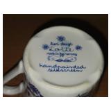 Vintage Figgjo Flint Norway Coffee Pot in the Lotte Pattern by Turi Gramstad Oliver with (2) Coffee Cups