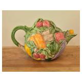 Vintage Rare Handmade Ceramic Vegetable theme Tea Pot - Signed on Bottom