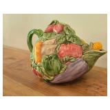 Vintage Rare Handmade Ceramic Vegetable theme Tea Pot - Signed on Bottom
