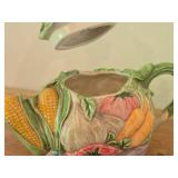 Vintage Rare Handmade Ceramic Vegetable theme Tea Pot - Signed on Bottom
