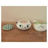 1959 Holt Howard Cozy Kitten Cat Creamer & Sugar Bowl Stacking Set