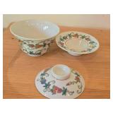 Vintage Chinese Porcelain Tea Cup and Lid with Saucer
