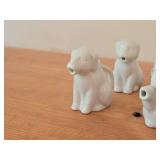 Lot of (6) White Ceramic Creamer Pitchers - Dog theme (x2) and Cat theme (x4)