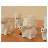 Lot of (6) White Ceramic Creamer Pitchers - Dog theme (x2) and Cat theme (x4)