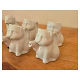 Lot of (6) White Ceramic Creamer Pitchers - Dog theme (x2) and Cat theme (x4)