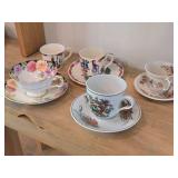 Tea Cups (x5) and Saucers (x4)