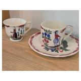 Tea Cups (x5) and Saucers (x4)