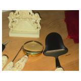 French Ivory Items - (2) Cork, Magnifying Glass, Pill Minder, Cheese Slicer, Skewer, Business Card Holder