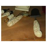 French Ivory Items - (2) Cork, Magnifying Glass, Pill Minder, Cheese Slicer, Skewer, Business Card Holder