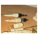 French Ivory Items - (2) Cork, Magnifying Glass, Pill Minder, Cheese Slicer, Skewer, Business Card Holder